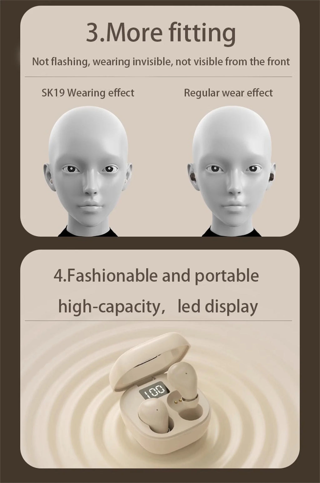 SK Small Headphones Wireless Bluetooth Headset Sport Sleeping Invisible Comfortable To Wear Bass Earbuds Earphone For All Phones
