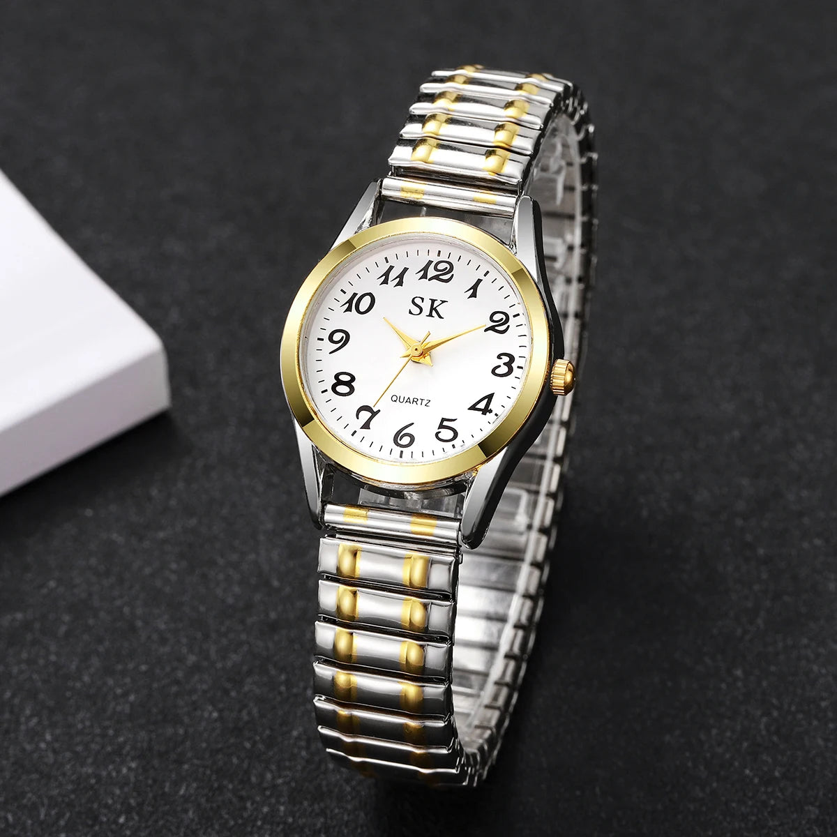 Middle aged and elderly watches, men's large digital dial, women's watch, steel strip spring, elastic band, elderly watch