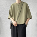 T shirt Men Summer Buttons Decor Hip Hop Streetwear Fashion T-Shirts Oversized Top Tees Mens Casual O-Neck Half Sleeve T Shirt
