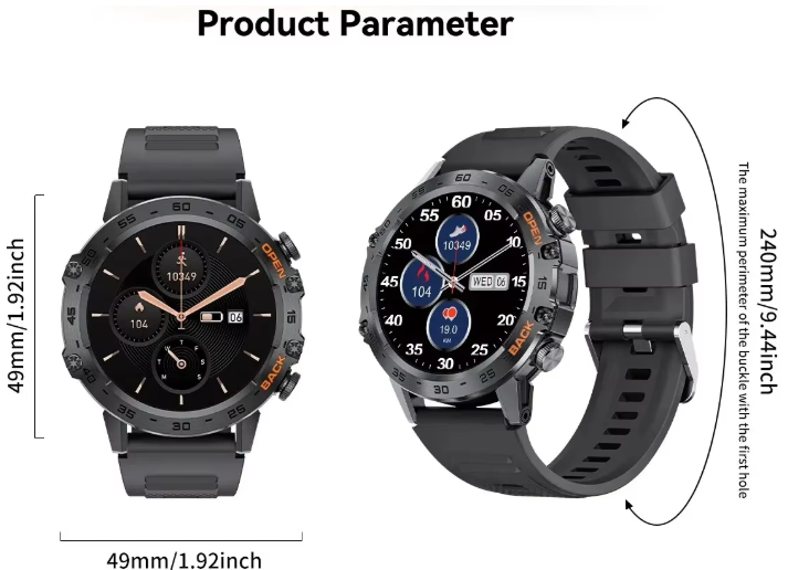 NNEOBA Bluetooth Smart Watch for Men (Black)