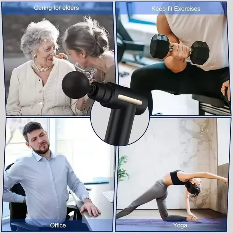 Fascial Massage Gun Electric Percussion Pistol Massager Body Relaxation With LED Touch Screen 4 Replaceable Massage Head