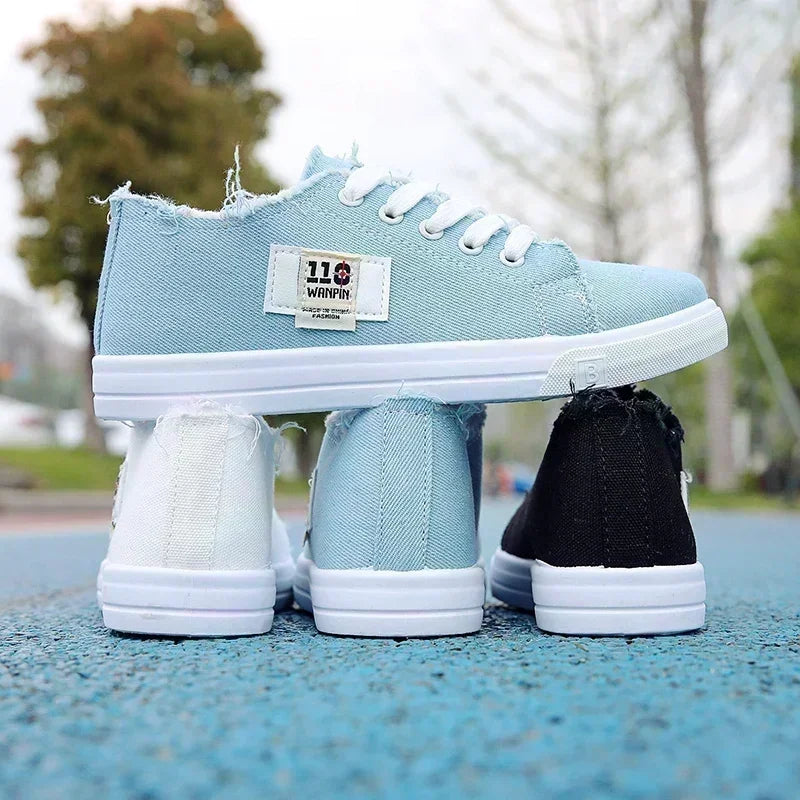 Spring New Style Comfortable Casual Flat White Shoes Canvas Low-top Cross-strap Lightweight Sports Shoes for Women