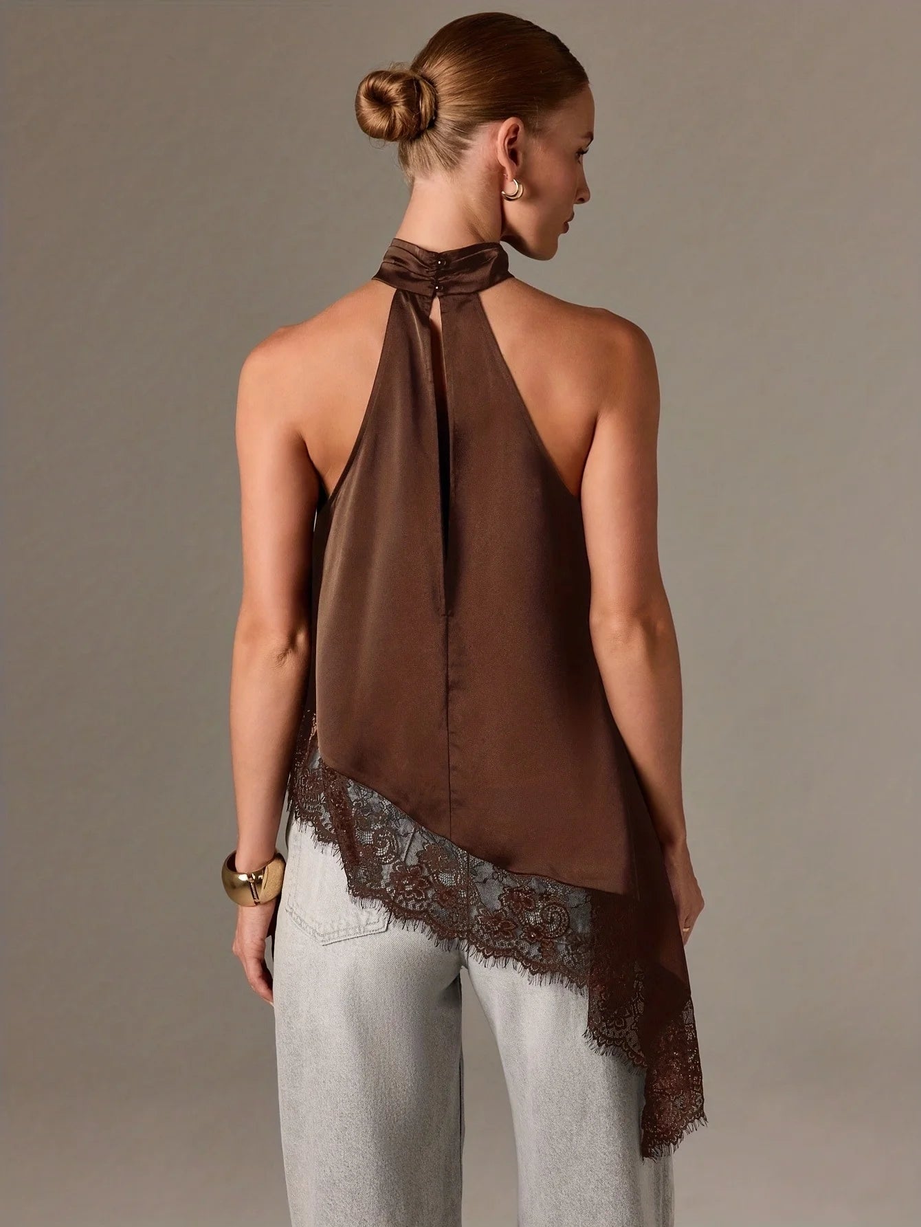 Autumn Fashion Women's Asymmetrical High-Neck Backless Halter Neck Top