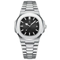 Watch for Men Stainless Steel Square Waterproof Quartz (Black)