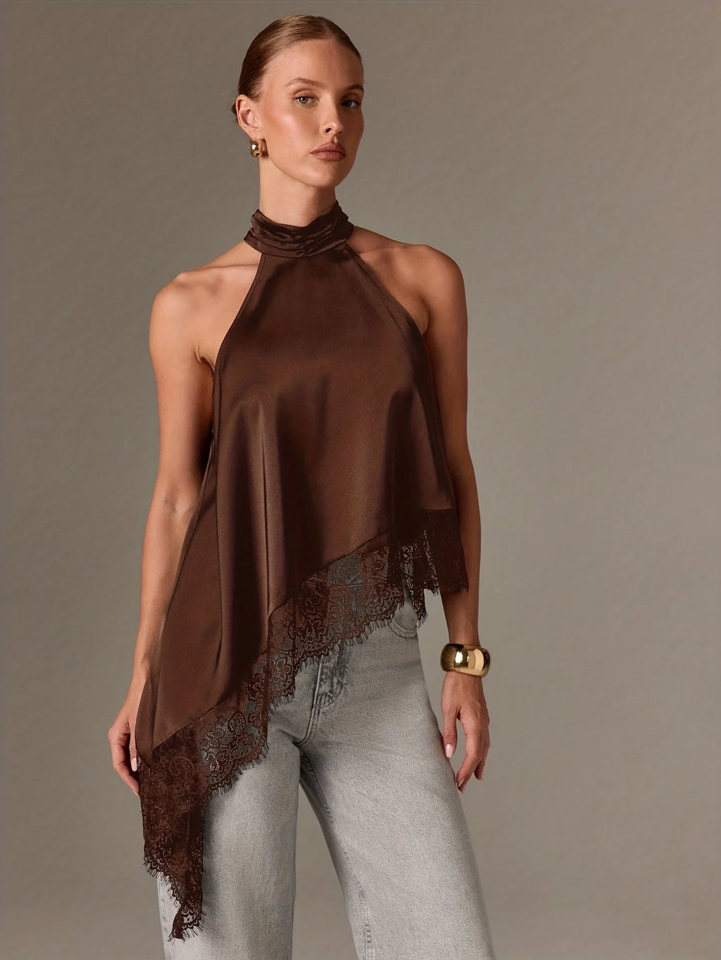 Autumn Fashion Women's Asymmetrical High-Neck Backless Halter Neck Top