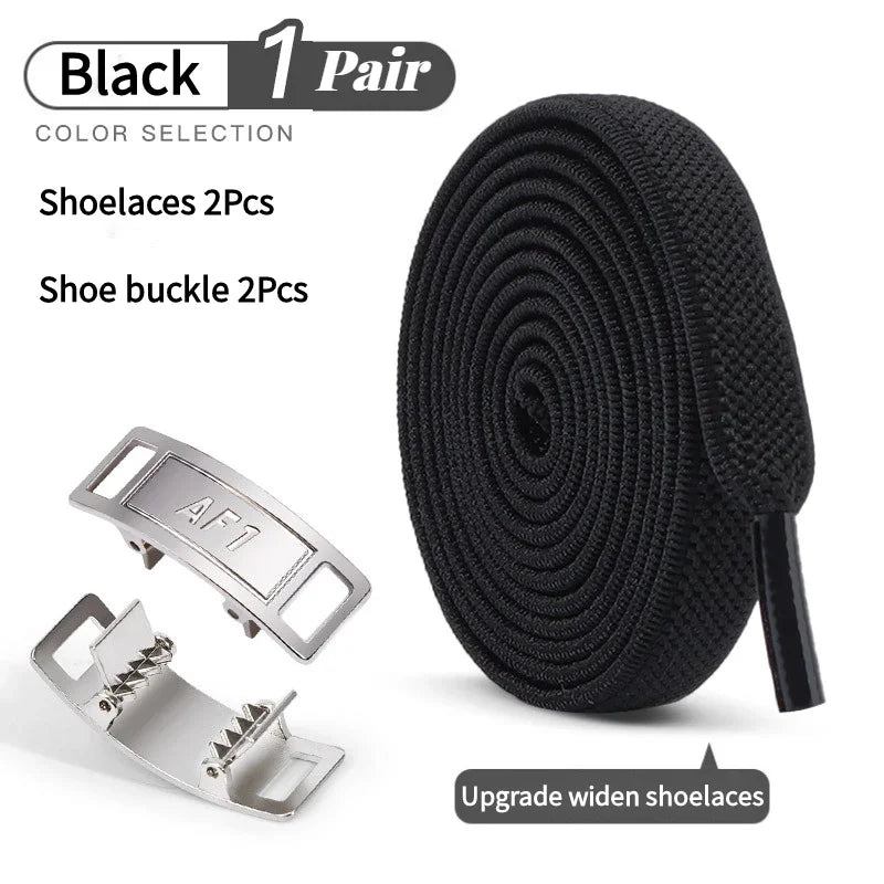 Adult No-Tie Elastic Shoelaces 8mm Flat Sneaker Tennis Shoe Accessories - New for AF1 Lock Shoelaces - Easy Slip-On Shoe Laces