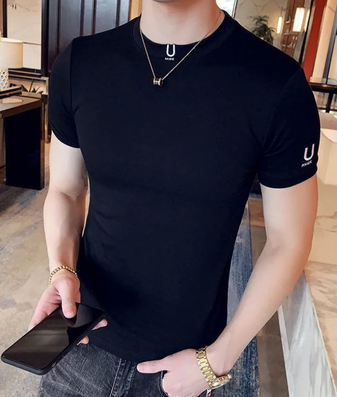 Black T Shirt for Men Plain Clothing Skinny Streetwear Muscles Gym Ordinary Man Tee Shirts Cool Loose Wholesale Aesthetic Xl Top