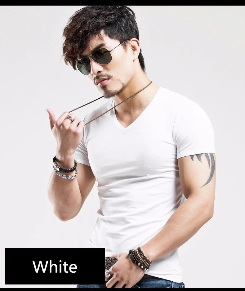 2026 Brand New Men T Shirt Men T-shirts V Neck Man T-shirt for Male Fitness Tshirts Men T Shirts Tops Tees Clothing
