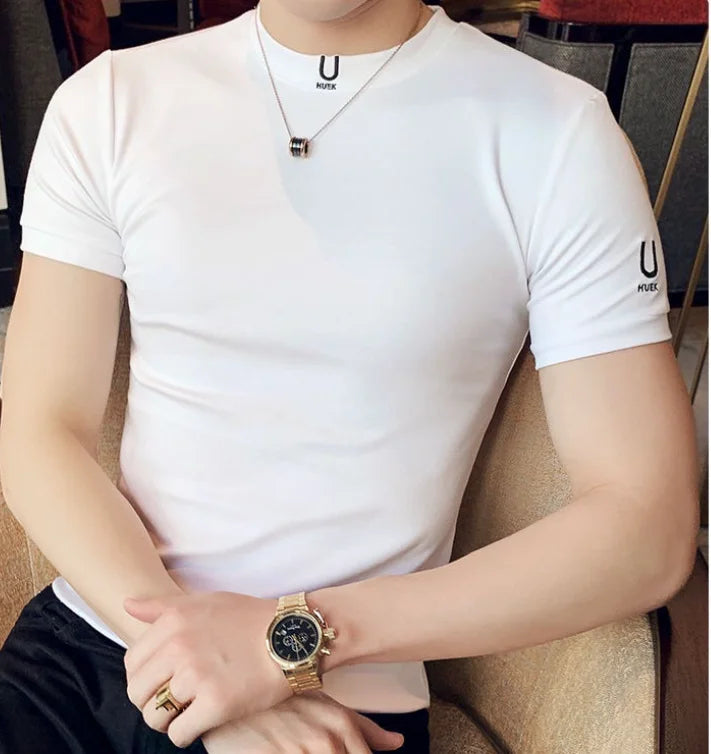 Black T Shirt for Men Plain Clothing Skinny Streetwear Muscles Gym Ordinary Man Tee Shirts Cool Loose Wholesale Aesthetic Xl Top