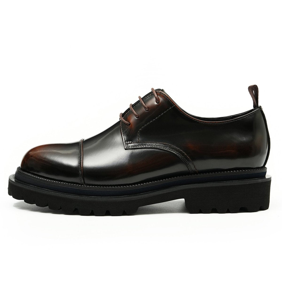 Men’s Glossy Leather Lace Up Derby Shoes
