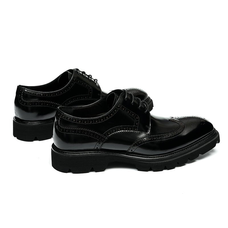 Men’s Wingtip Brogue Lace Up Derby Shoes with Rugged Platform Base